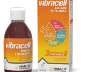Butelka i opakowanie suplementu diety Vibracell Energia i Witalność na białym tle. Produkt firmy NAMED Natural Medicine.
